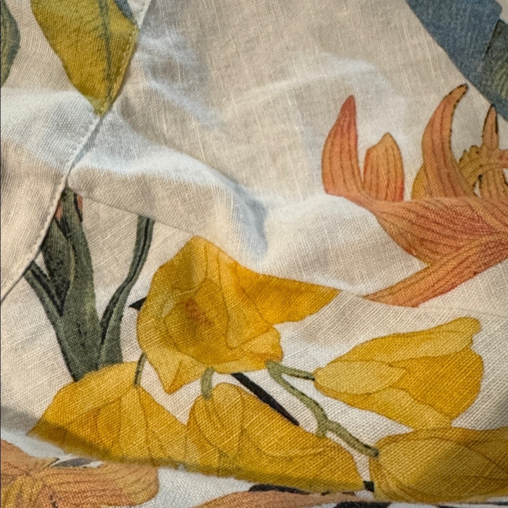 Zara Basic 100% Linen Tropical Floral Button Dress XS - Picture 9 of 9